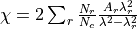 \chi = 2\sum_r \frac{N_r}{N_c} \frac{A_r\lambda_r^2}{\lambda^2-\lambda_r^2}